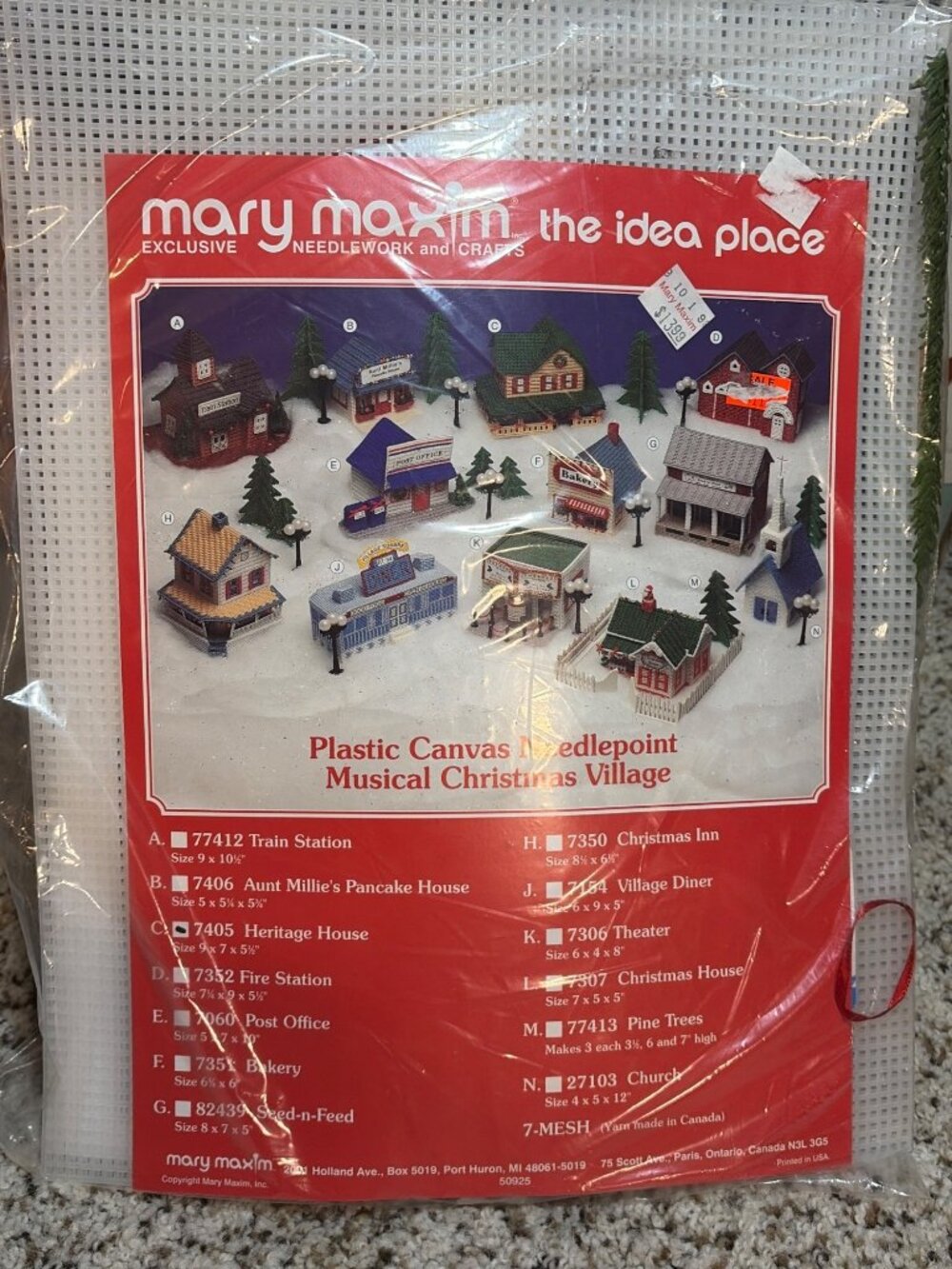 Plastic Canvas Needlepoint Musical Christmas Village Kit By Mary Maxim